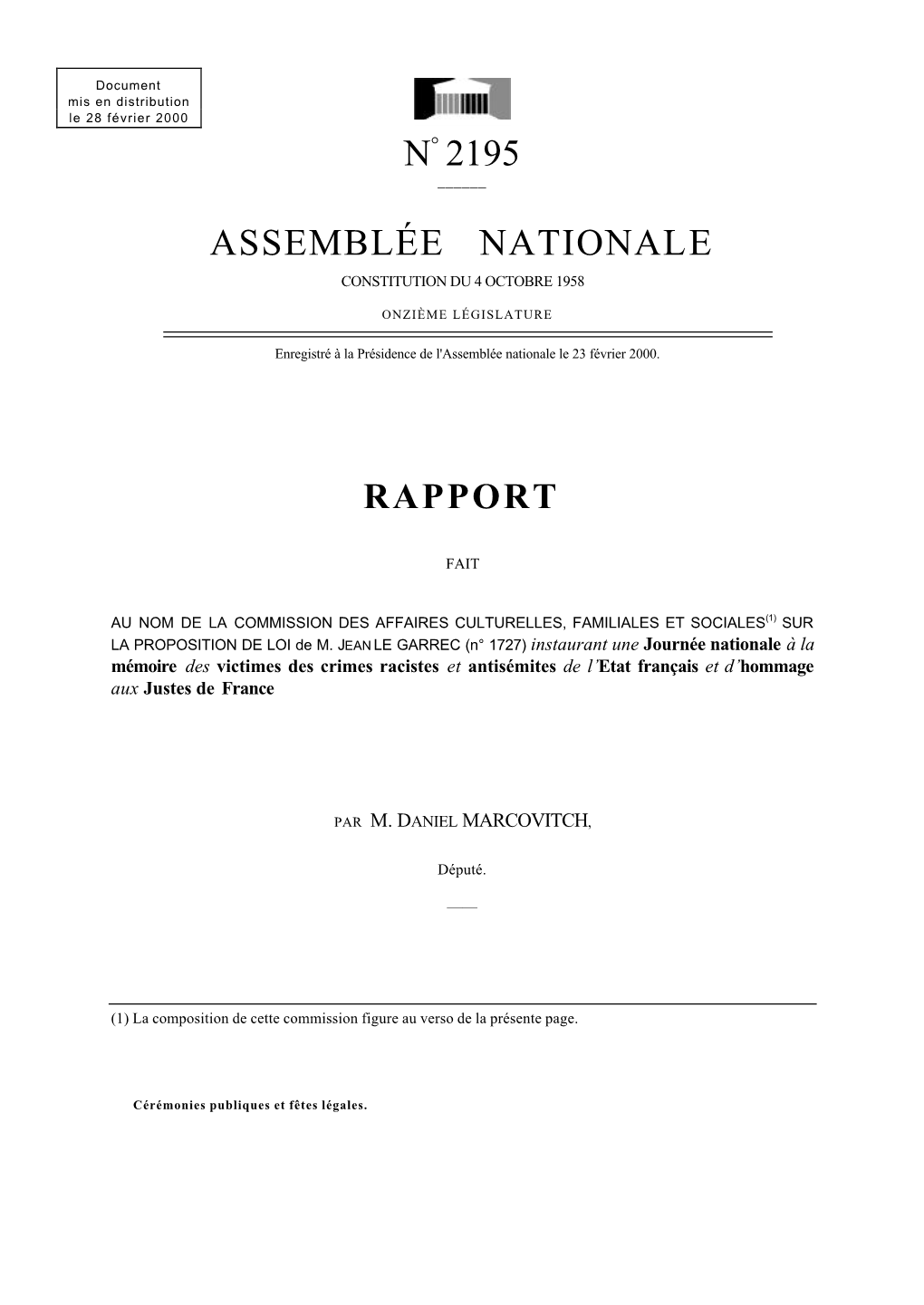 N° 2195 Assemblée Nationale