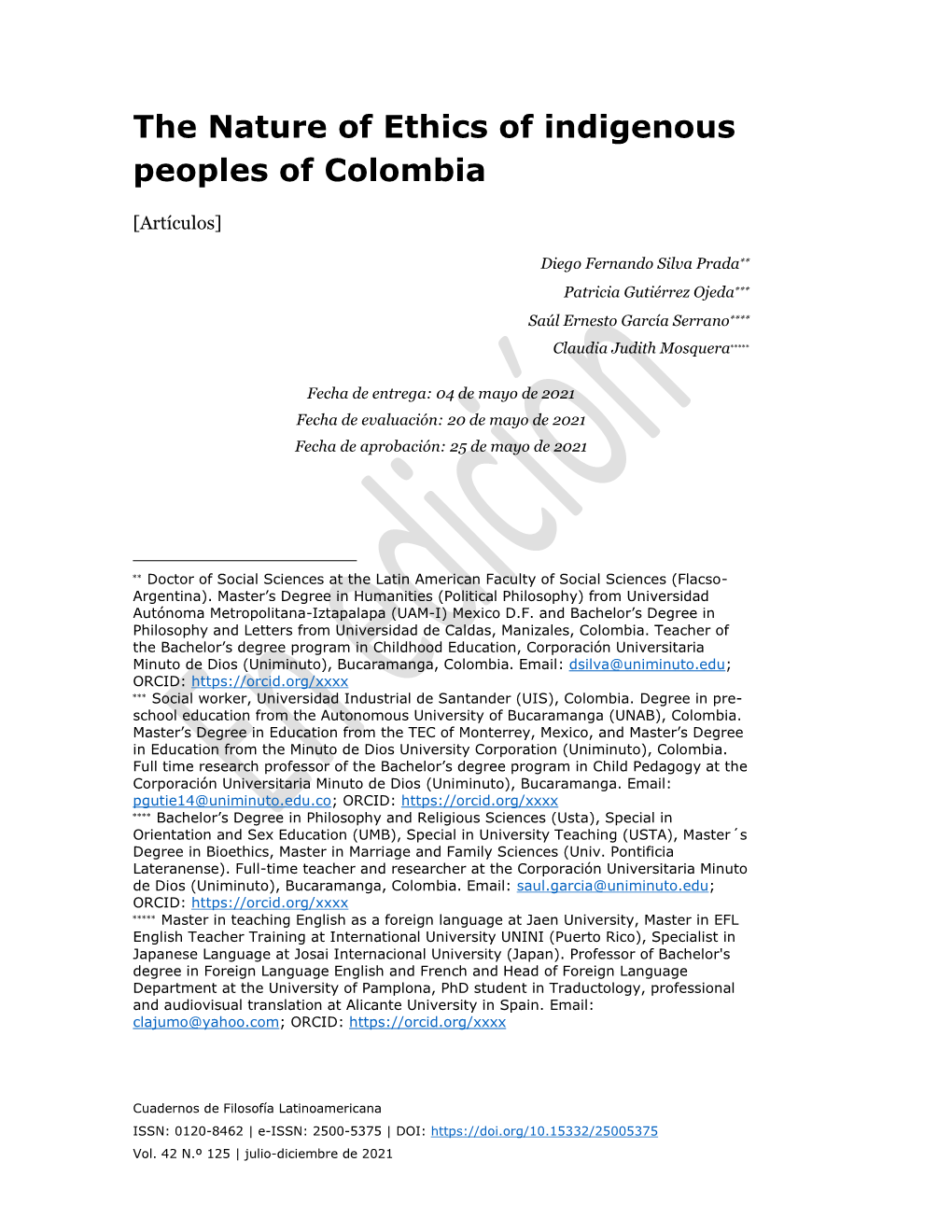The Nature of Ethics of Indigenous Peoples of Colombia