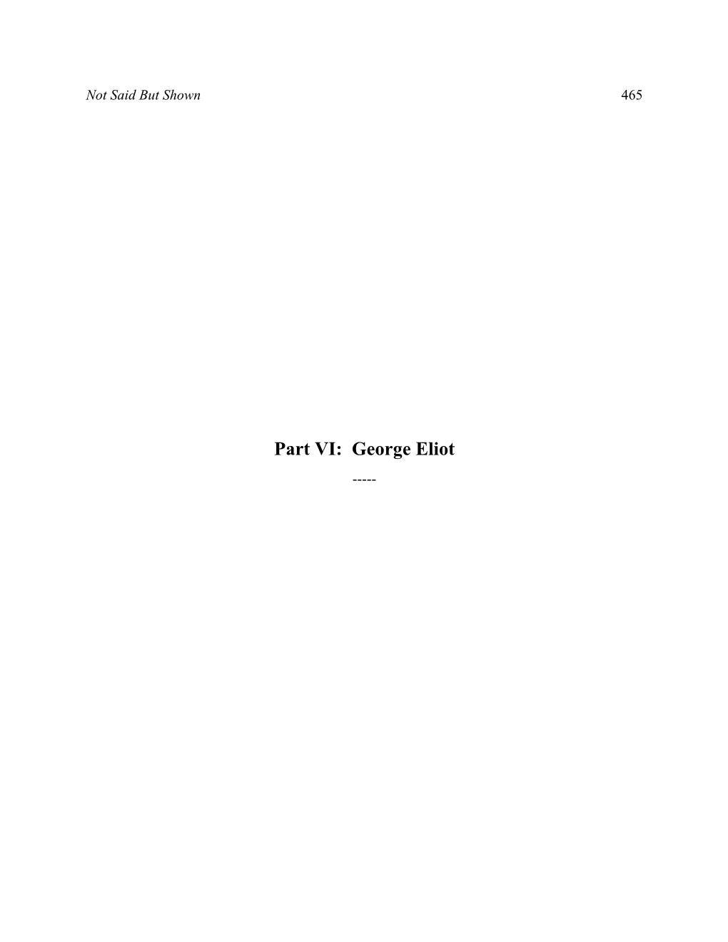 Part VI: George Eliot