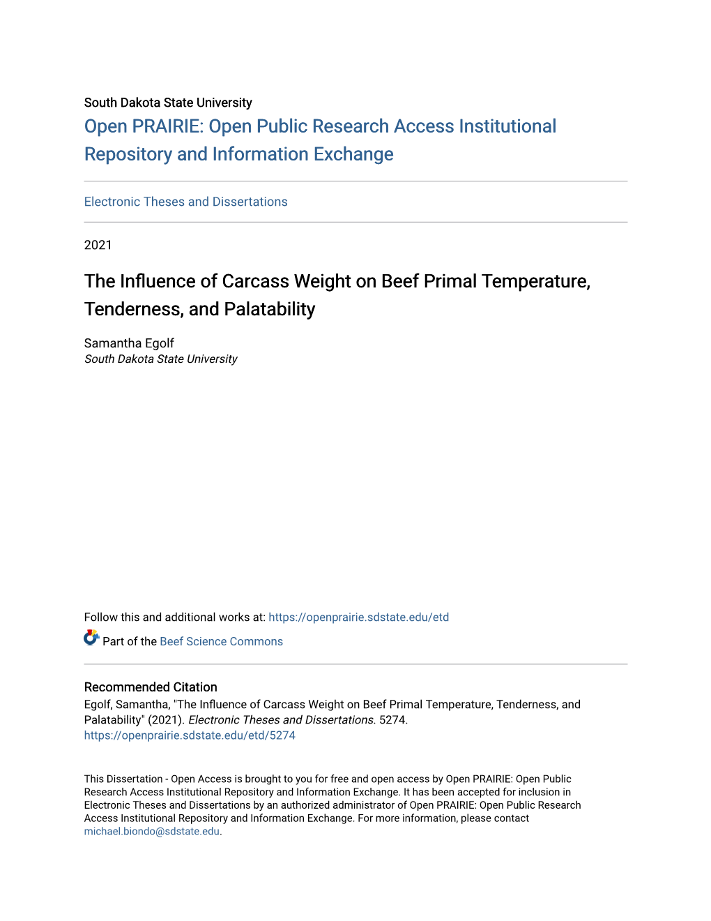 The Influence of Carcass Weight on Beef Primal Temperature, Tenderness, and Palatability