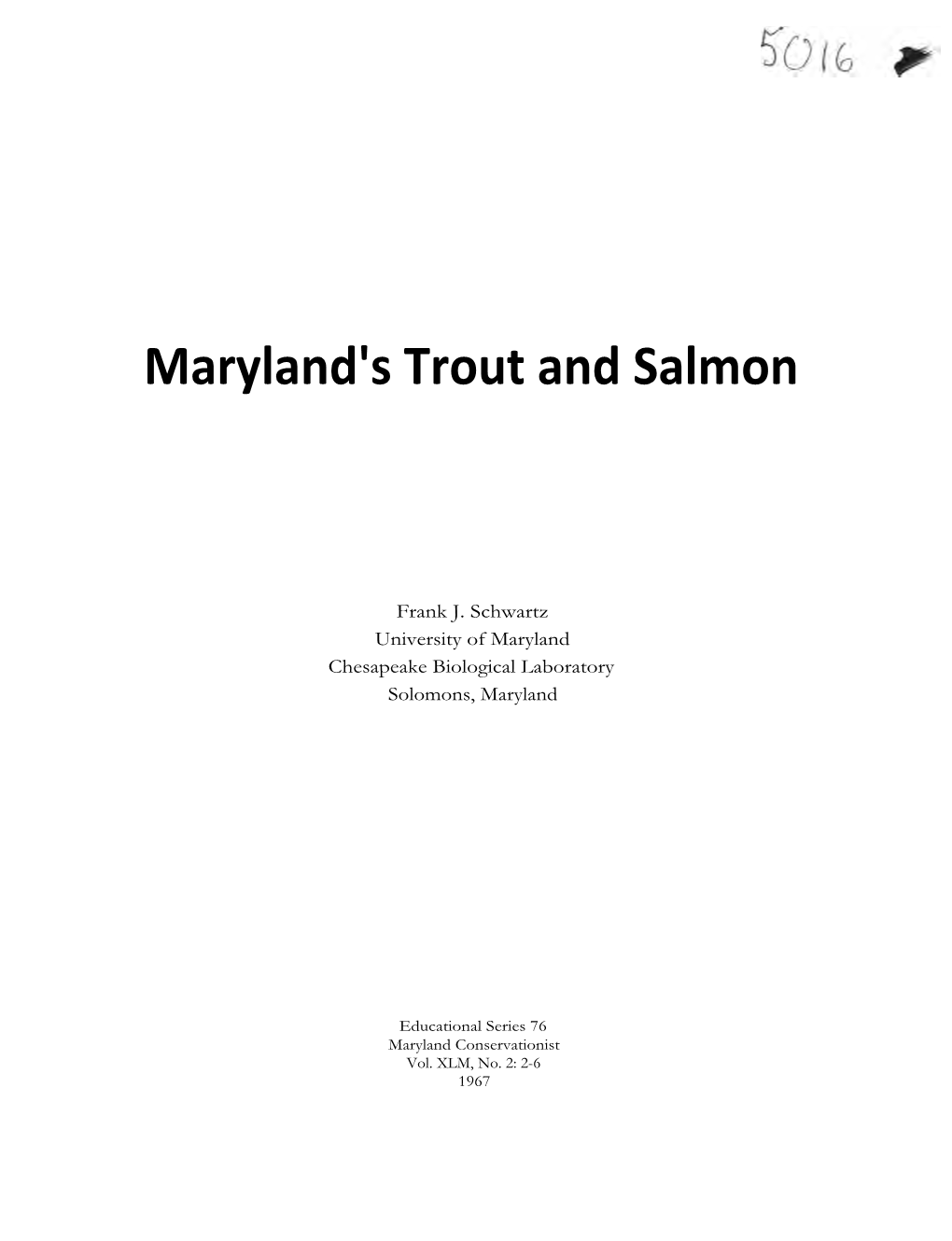 Maryland's Trout and Salmon