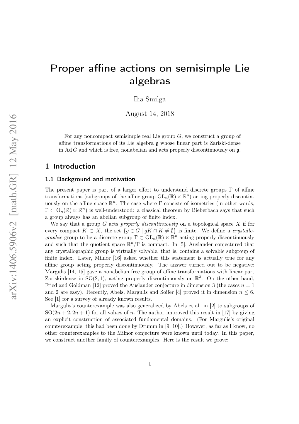 Proper Affine Actions on Semisimple Lie Algebras