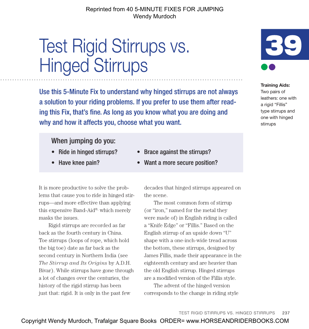 Rigid Stirrups Vs. Hinged Stirrups