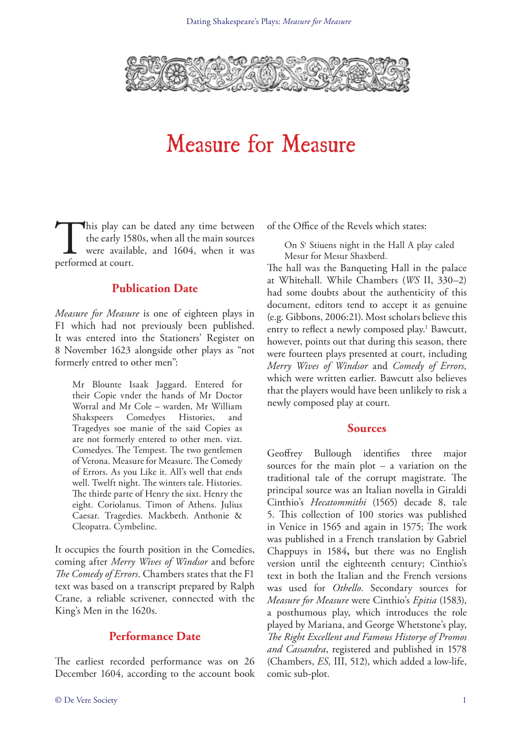 Measure for Measure