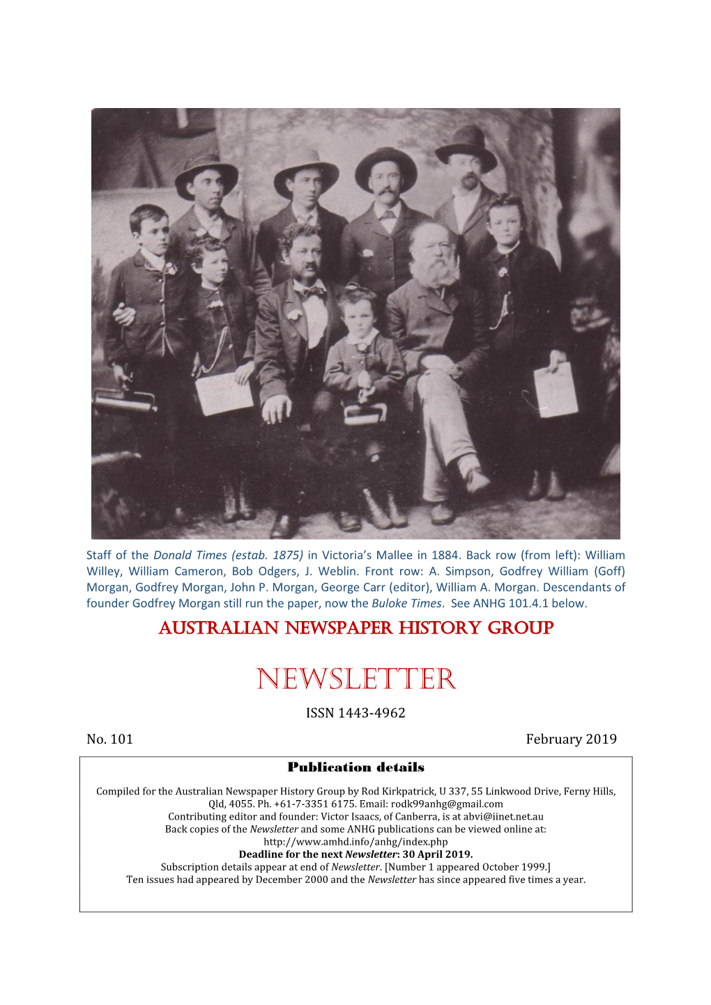 NEWSLETTER ISSN 1443-4962 No