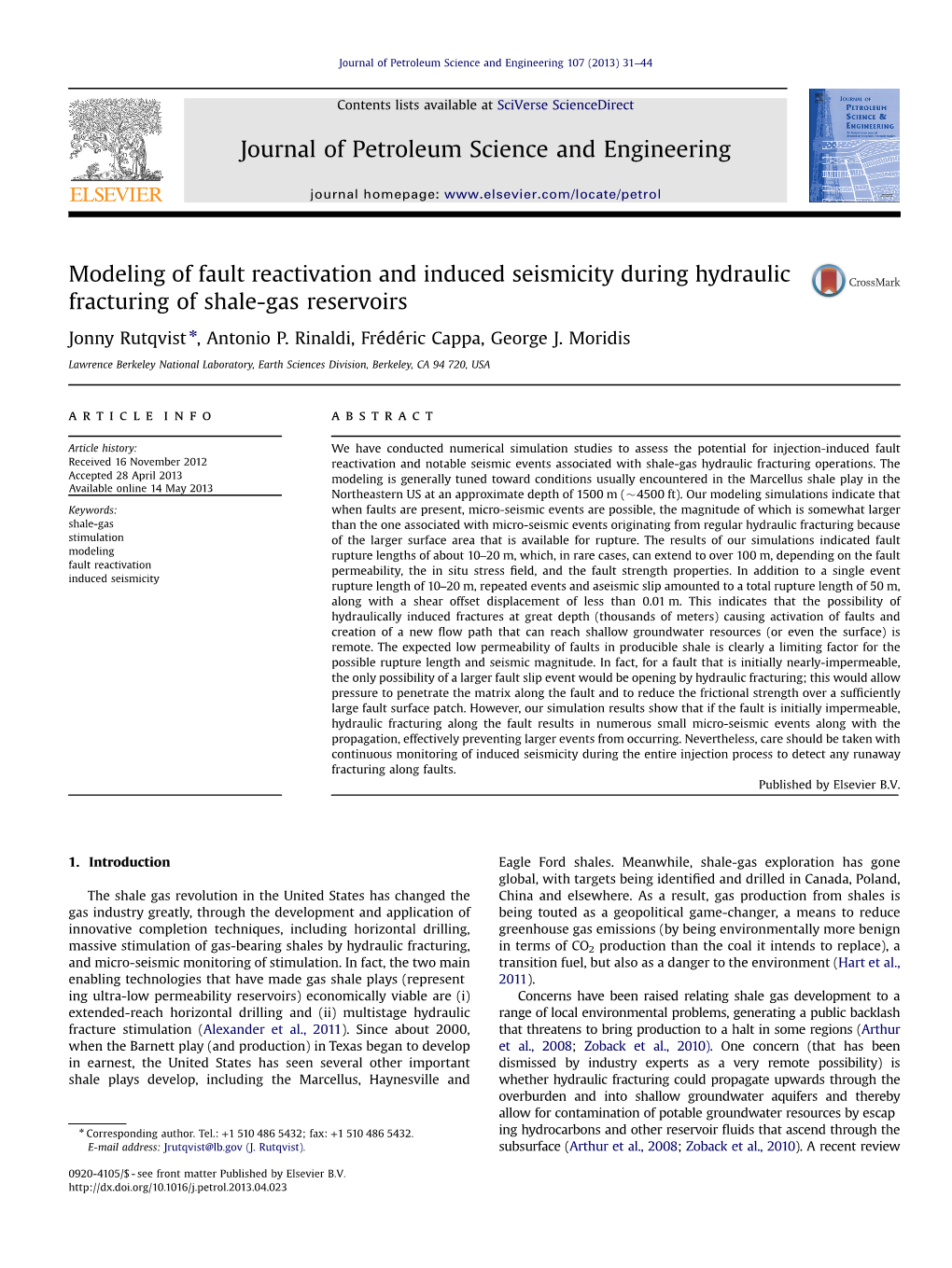 Modeling of Fault Reactivation and Induced Seismicity During Hydraulic Fracturing of Shale-Gas Reservoirs