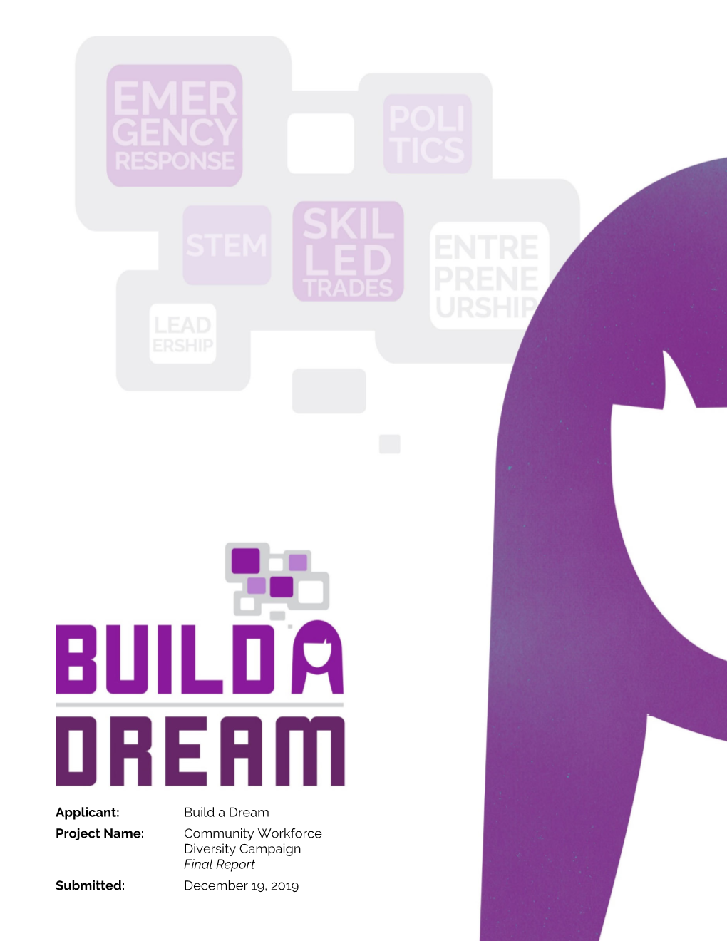 Applicant: Build a Dream Project Name: Community Workforce Diversity Campaign Final Report Submitted: December 19, 2019