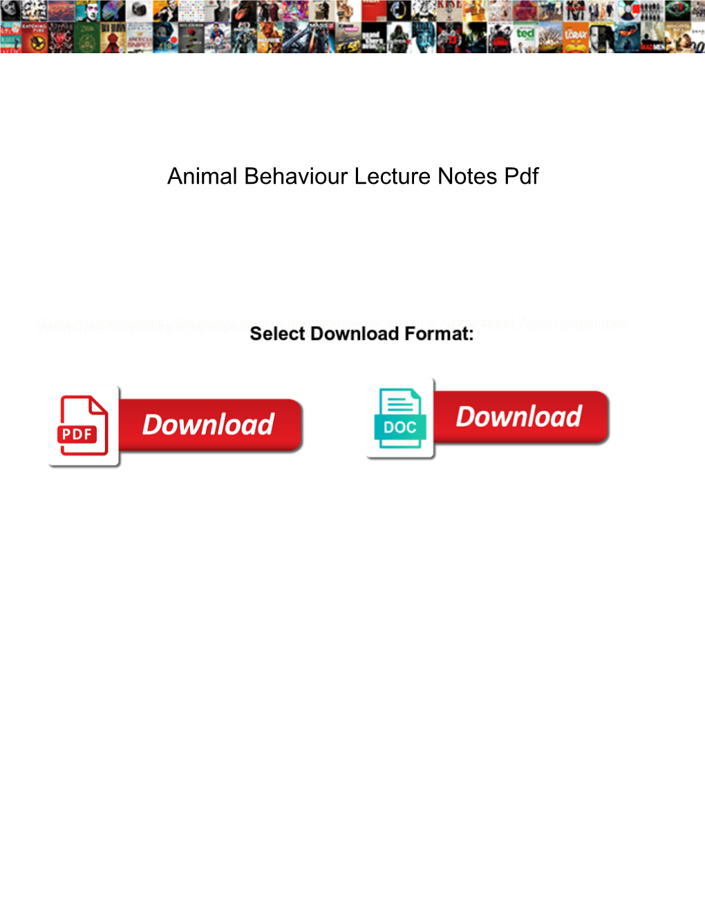 Animal Behaviour Lecture Notes Pdf