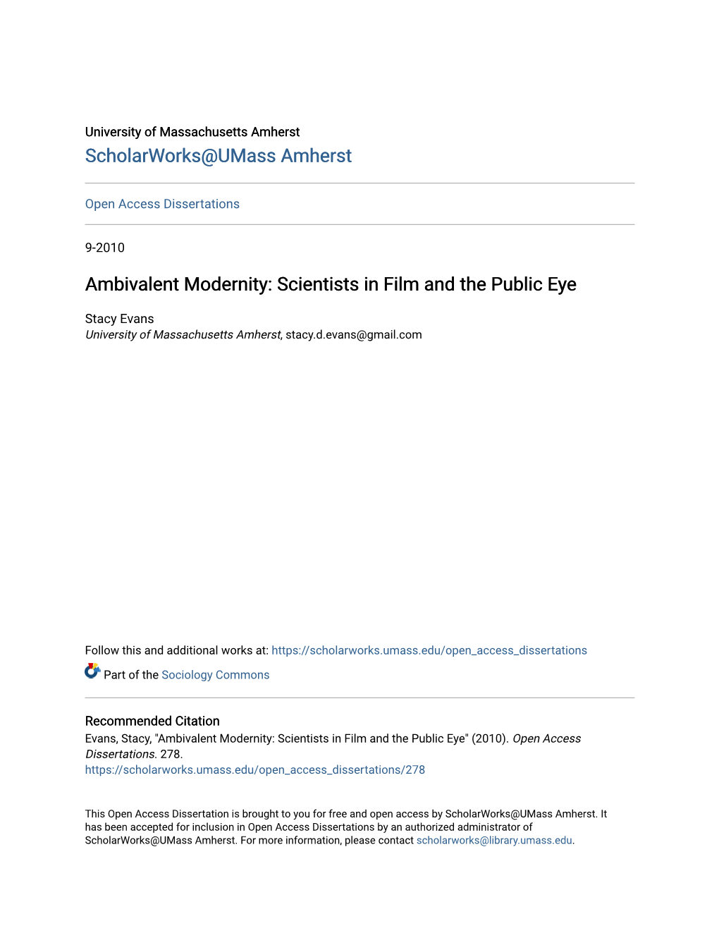 Ambivalent Modernity: Scientists in Film and the Public Eye