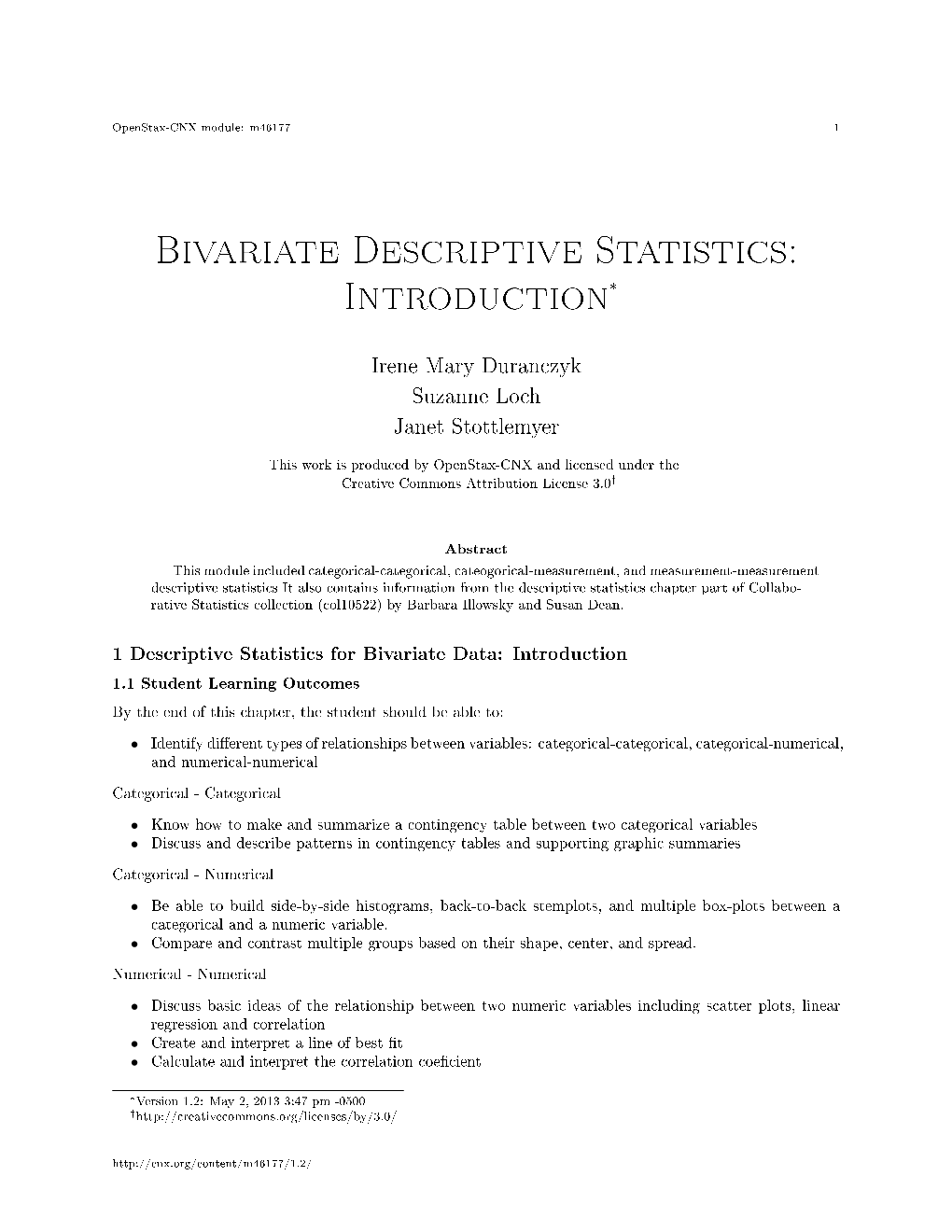 Bivariate Descriptive Statistics: Introduction*