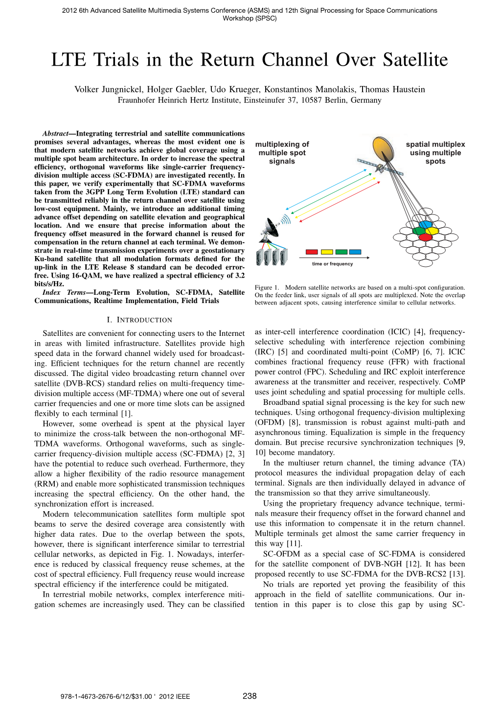 LTE Trials in the Return Channel Over Satellite