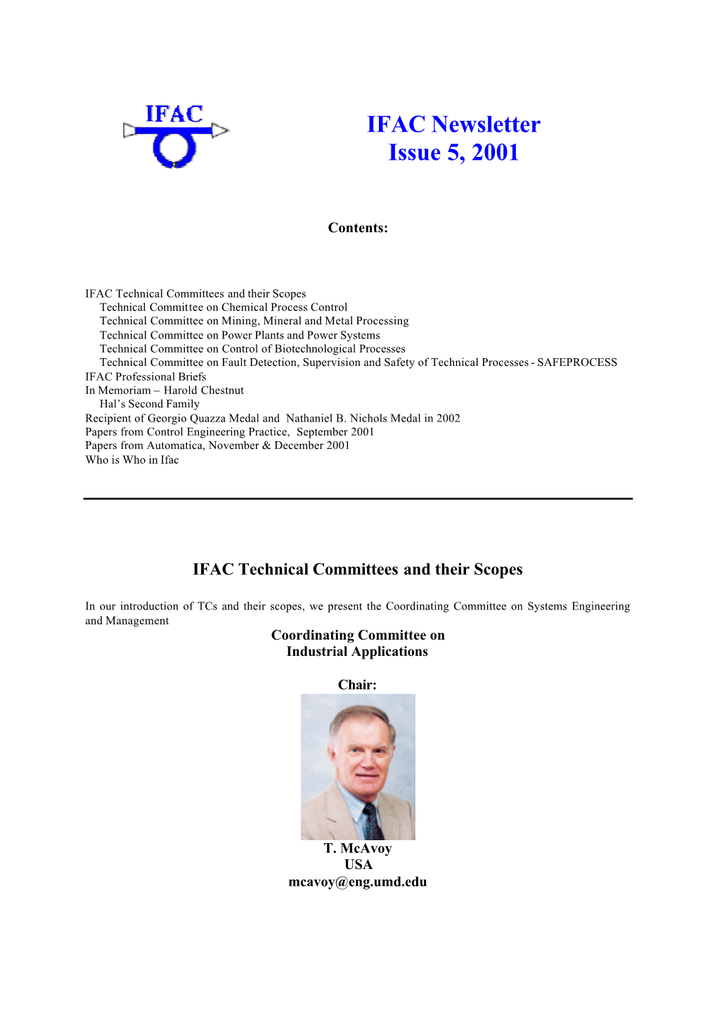 IFAC Newsletter Issue 5, 2001