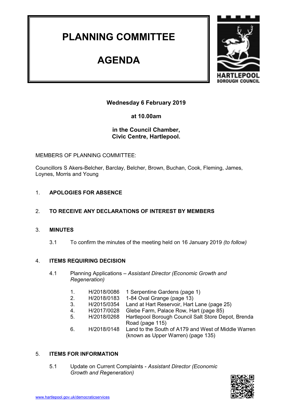 Planning Committee Agenda