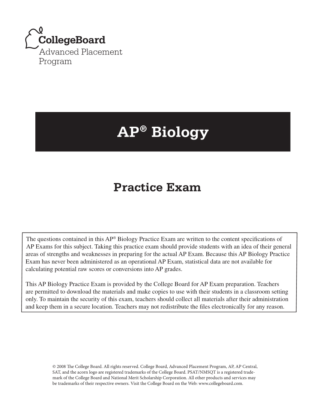 AP Biology 2008 Practice Exam.Pdf