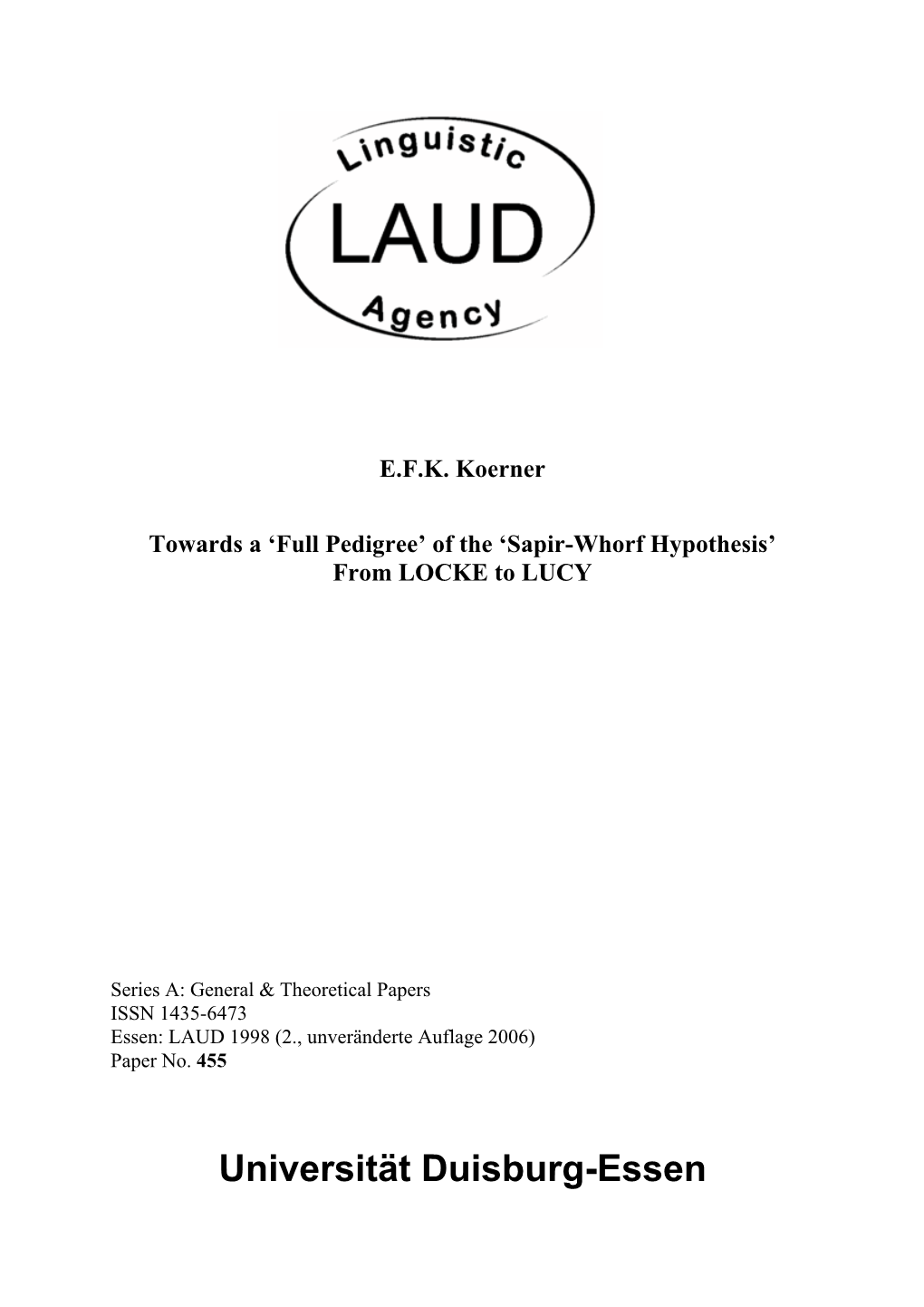 Sapir-Whorf Hypothesis’ from LOCKE to LUCY