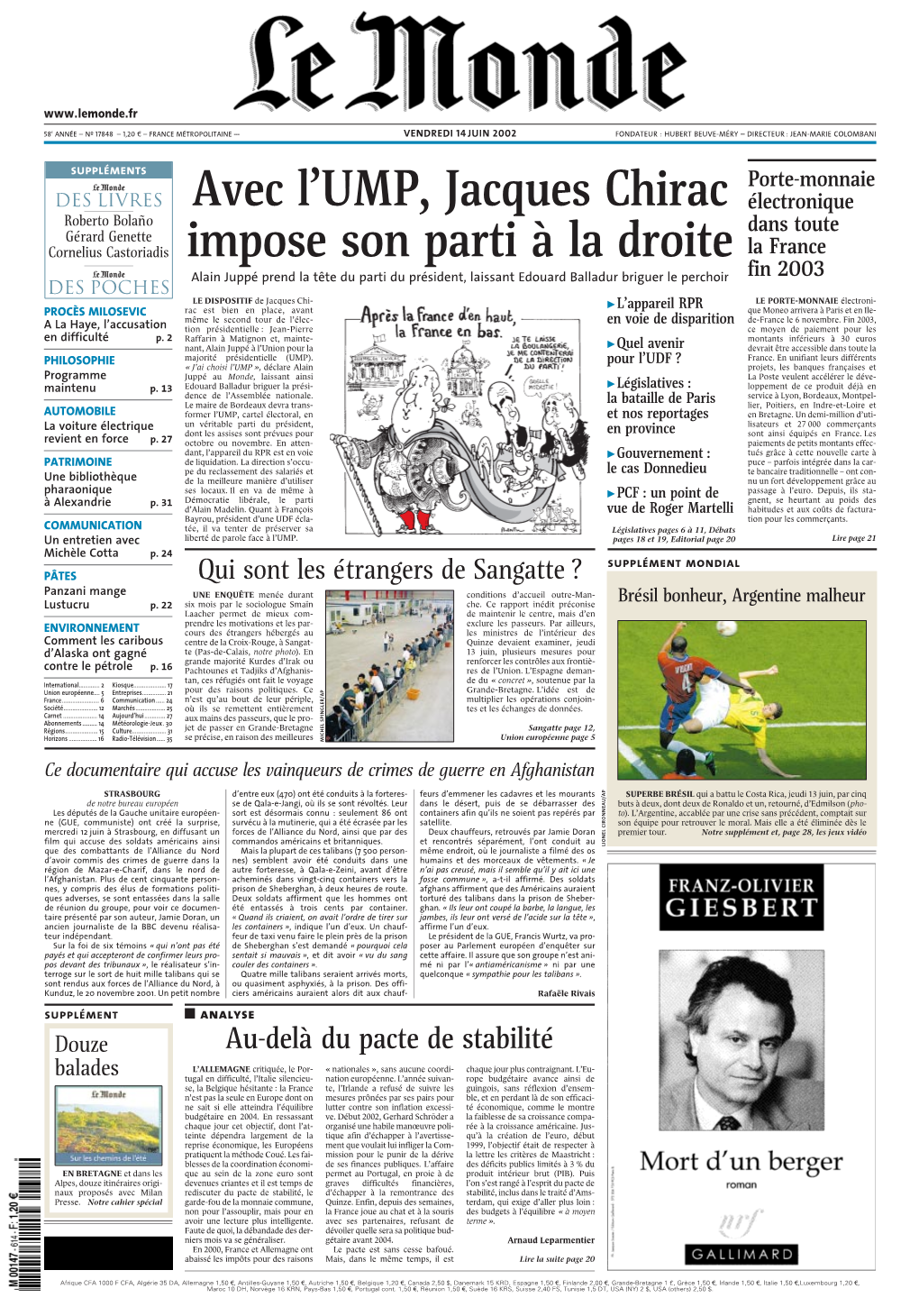 LE MONDE/PAGES&lt;UNE&gt;