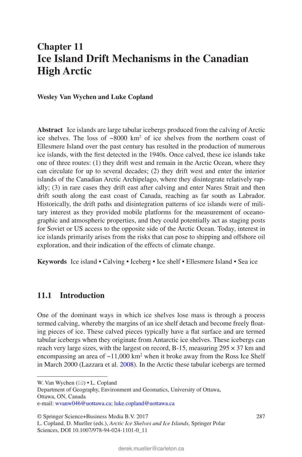 Ice Island Drift Mechanisms in the Canadian High Arctic