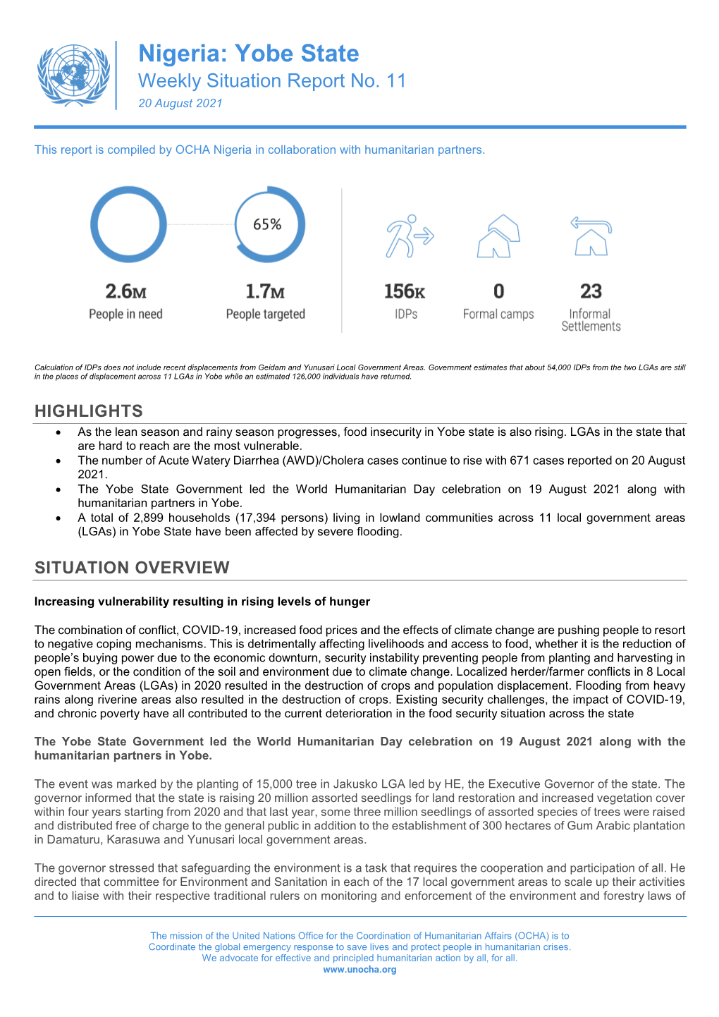 Nigeria: Yobe State Weekly Situation Report No