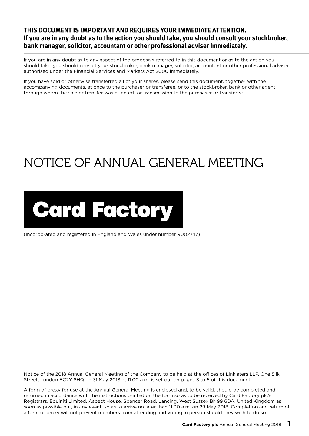 Notice of Annual General Meeting