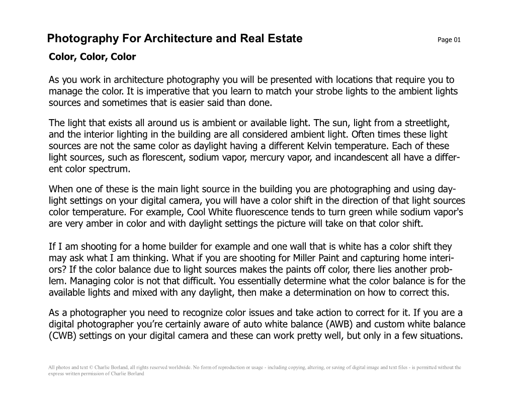 Photography for Architecture and Real Estate Page 01 Color, Color, Color