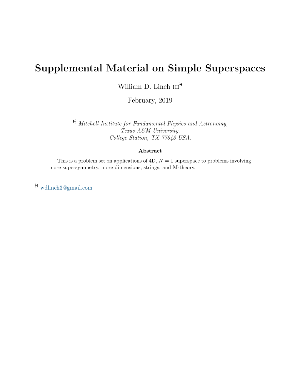 Supplemental Material on Simple Superspaces