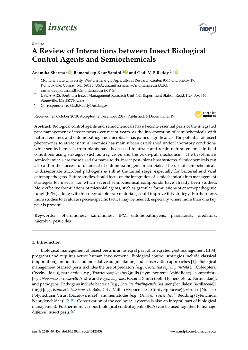 A Review of Interactions Between Insect Biological Control Agents and Semiochemicals