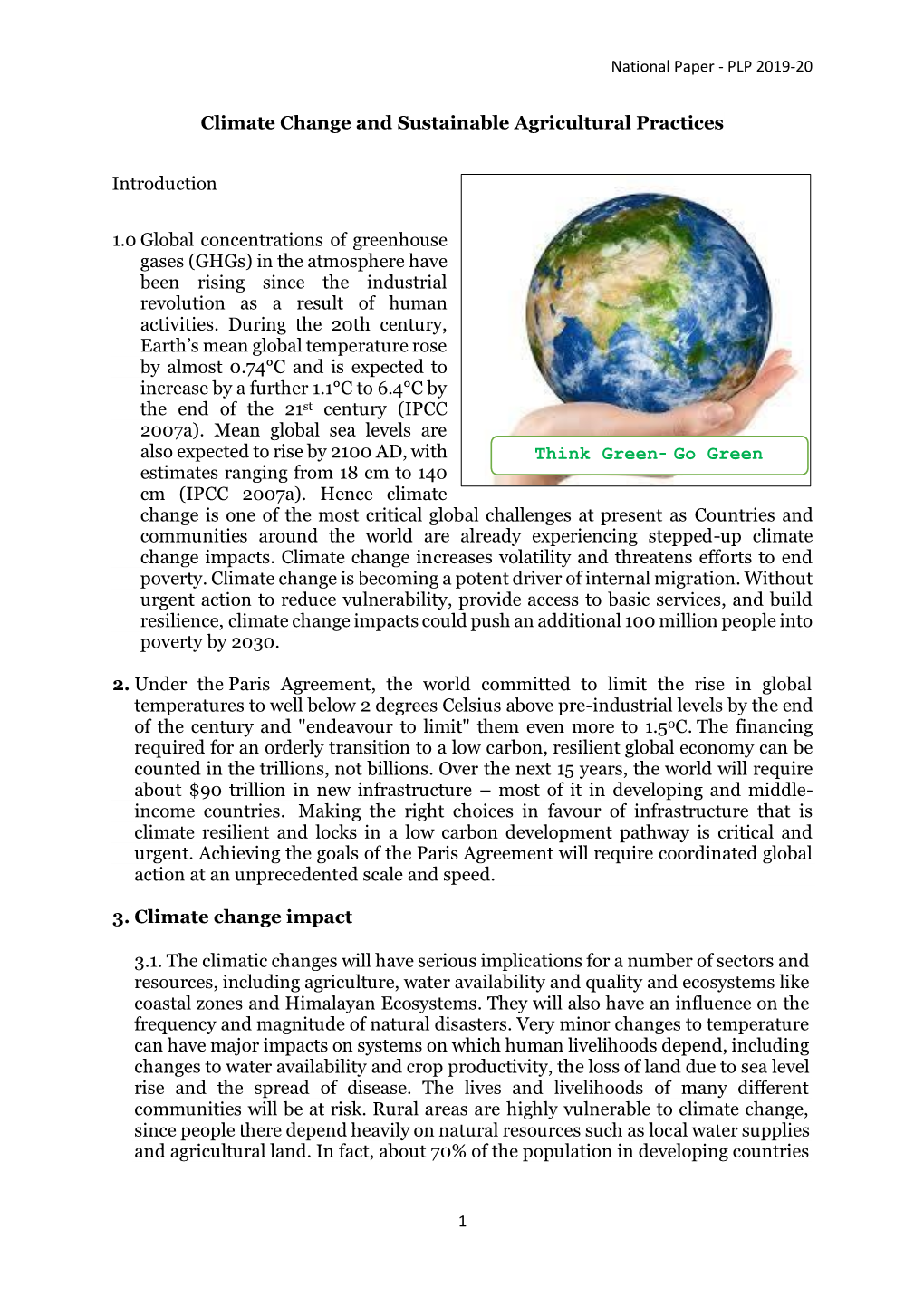 Climate Change and Sustainable Agricultural Practices
