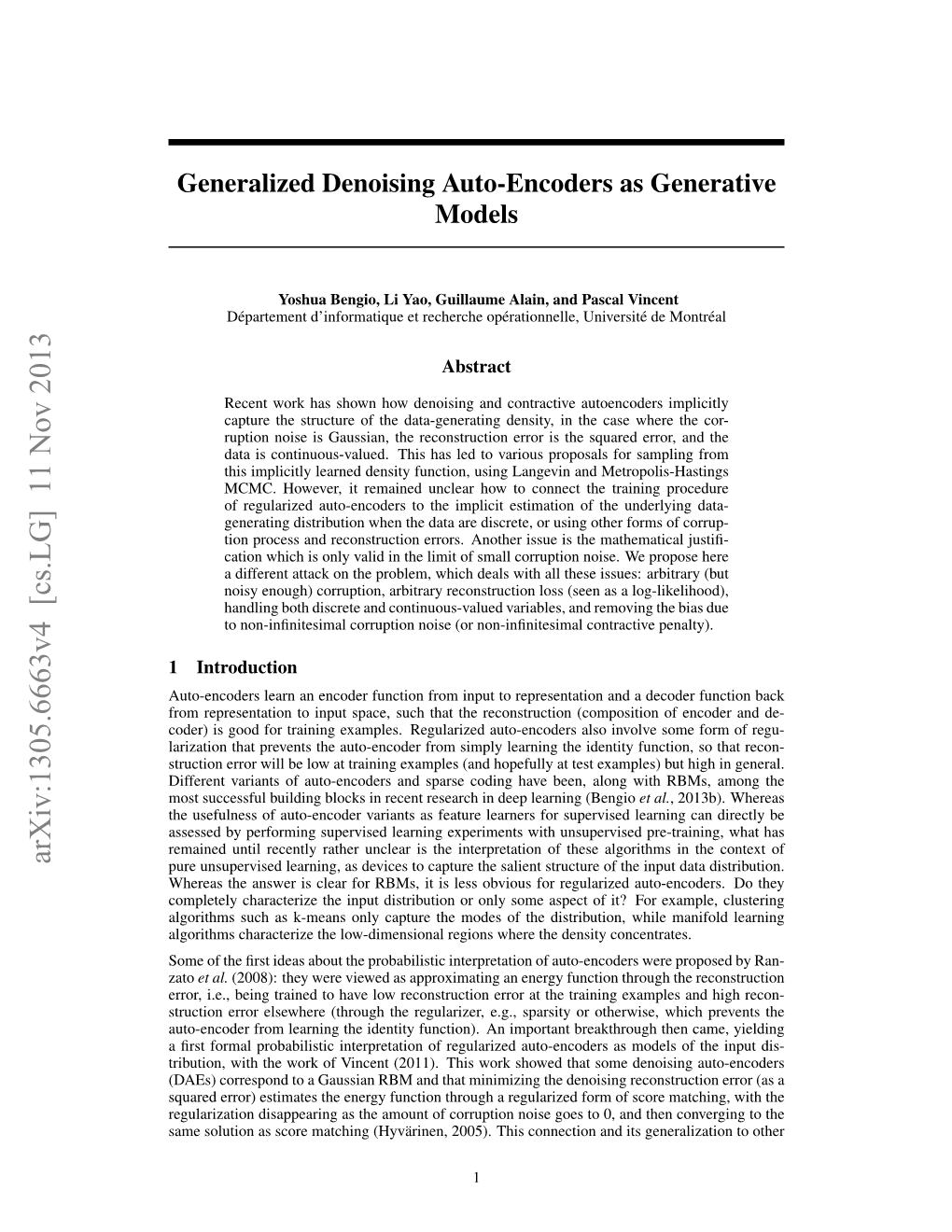 Generalized Denoising Auto-Encoders As Generative Models