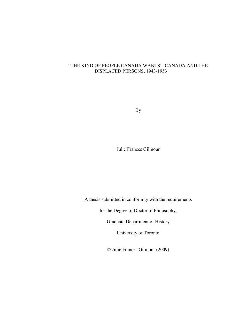 Thesis Submitted in Conformity with the Requirements