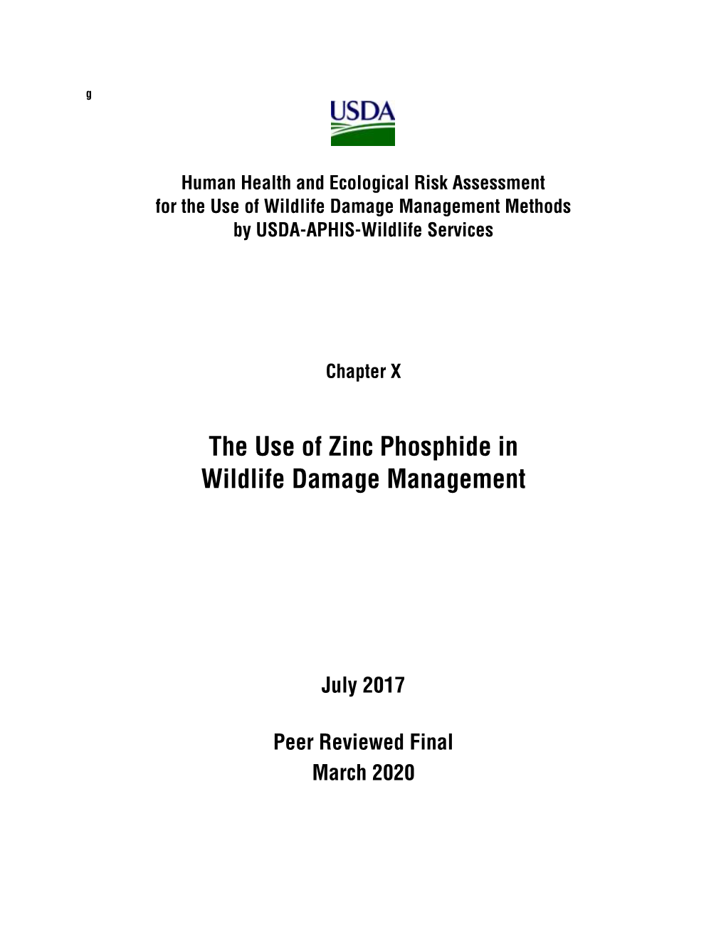 The Use of Zinc Phosphide in Wildlife Damage Management