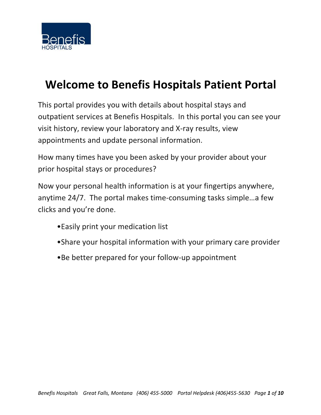Benefis Hospitals Patient Portal