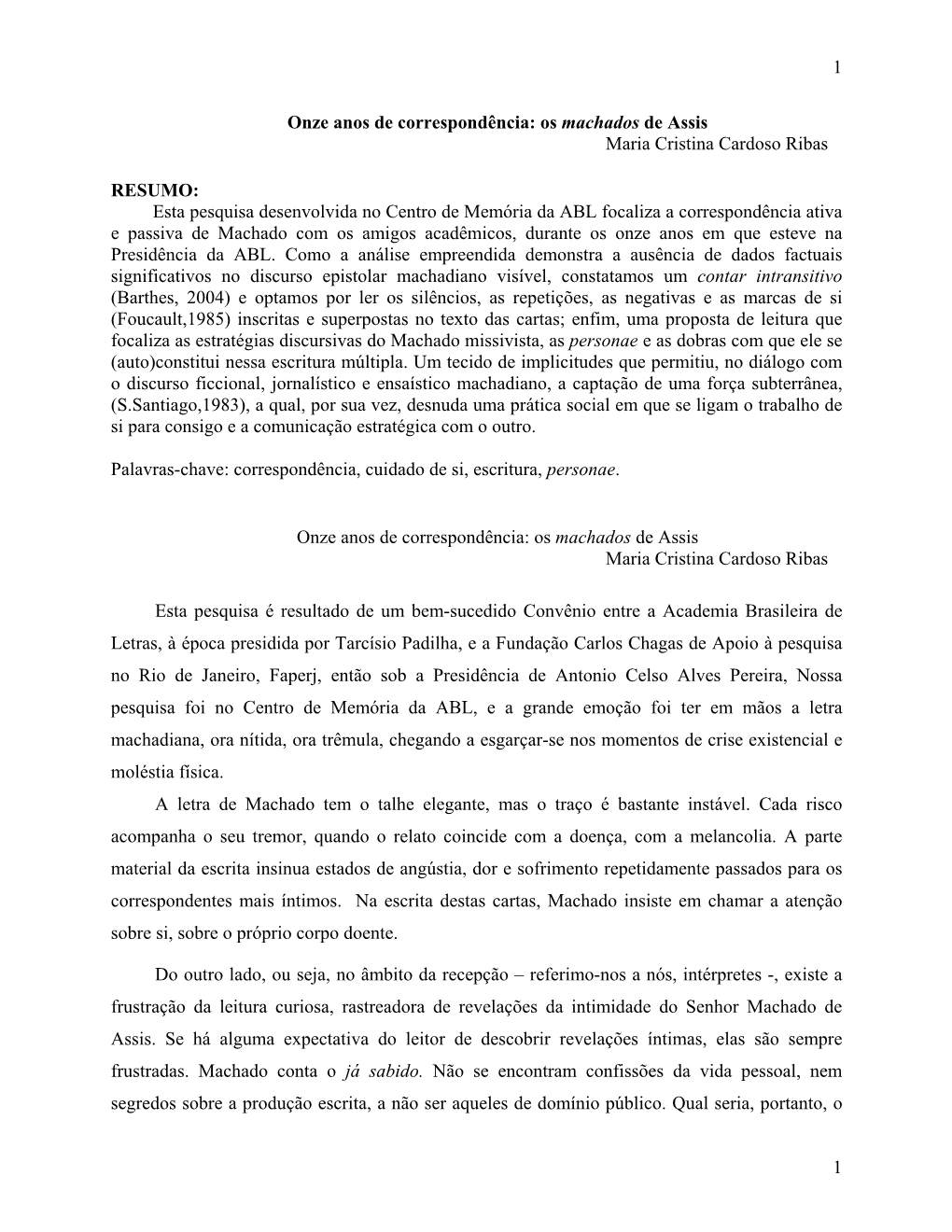 Onze Anos De Correspondência Os Machados De Assis