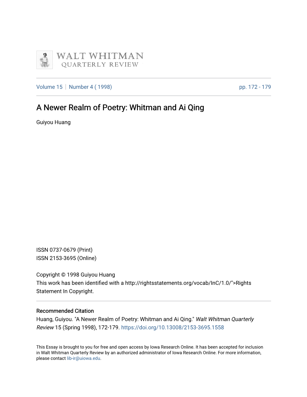 Whitman and Ai Qing