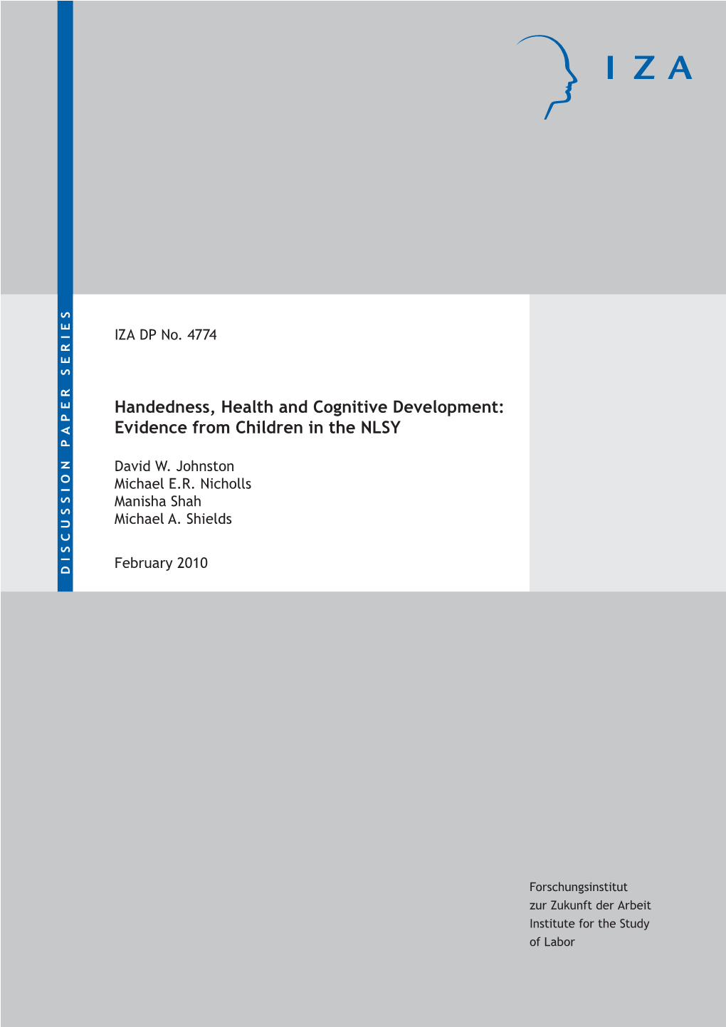 Handedness, Health and Cognitive Development: Evidence from Children in the NLSY