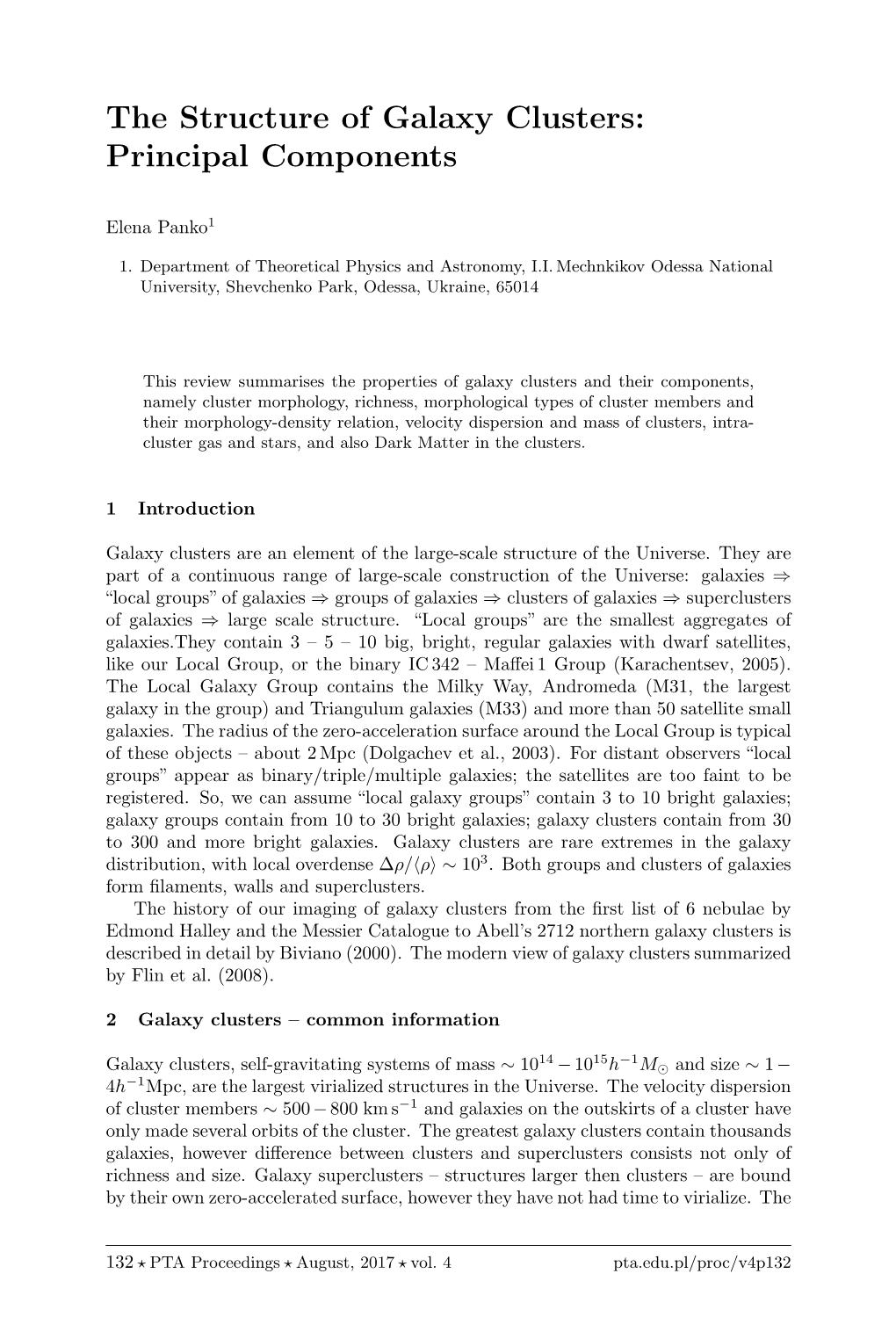 The Structure of Galaxy Clusters: Principal Components