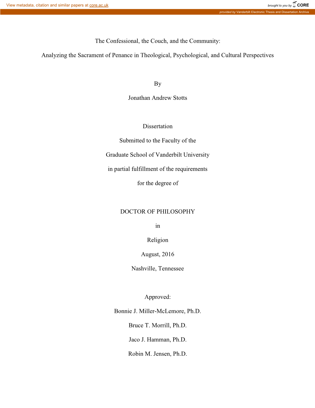 Analyzing the Sacrament of Penance in Theological, Psychological, and Cultural Perspectives