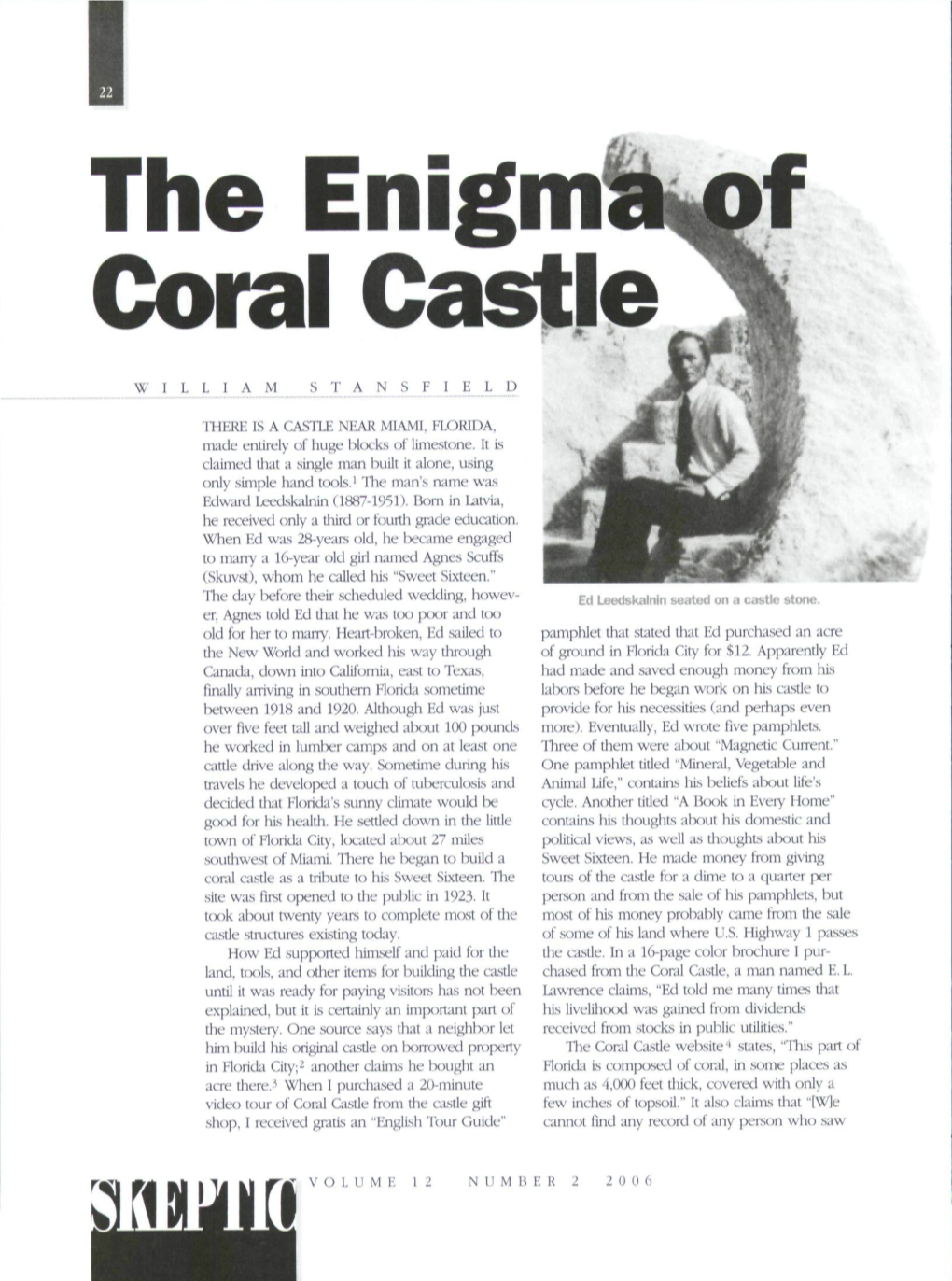 The Enigma of Coral Castle Is a 4&Page Pamphlet Authored 5