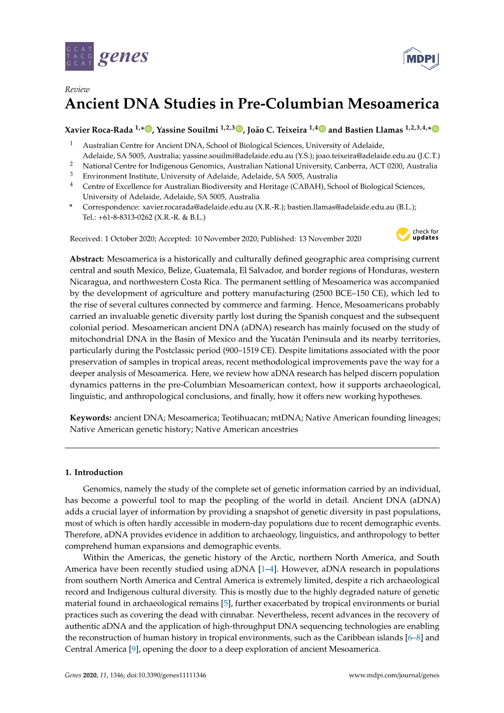 Ancient DNA Studies in Pre-Columbian Mesoamerica