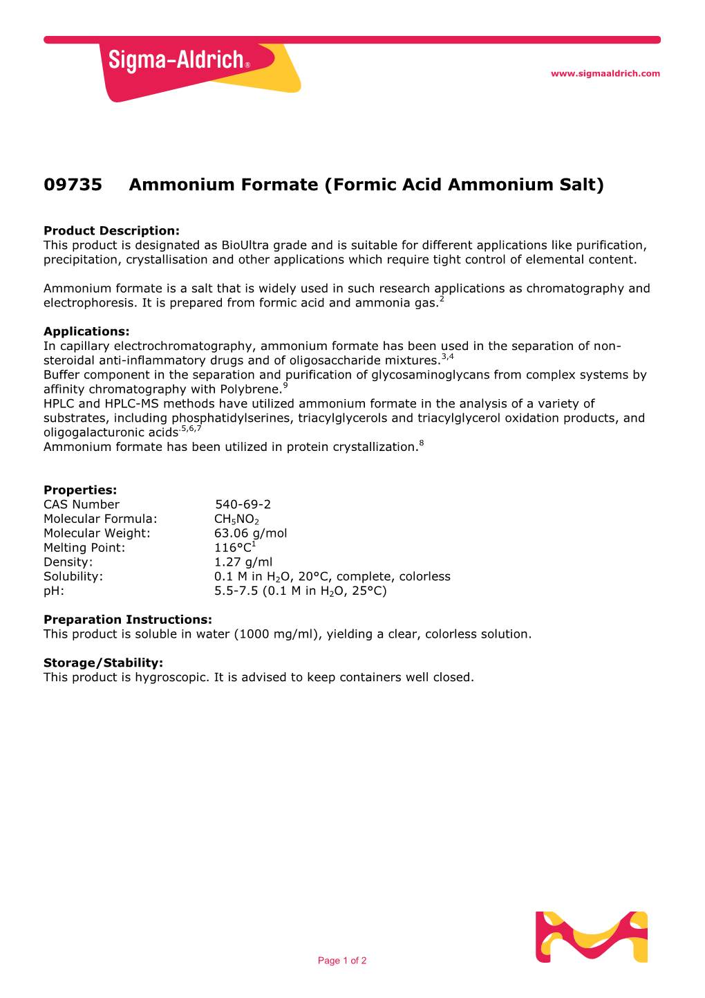 09735 Ammonium Formate (Formic Acid Ammonium Salt)