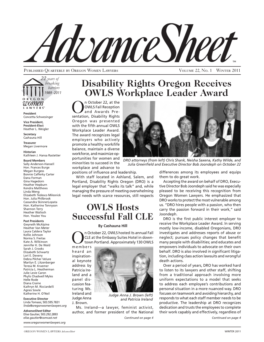 Disability Rights Oregon Receives OWLS Workplace Leader Award