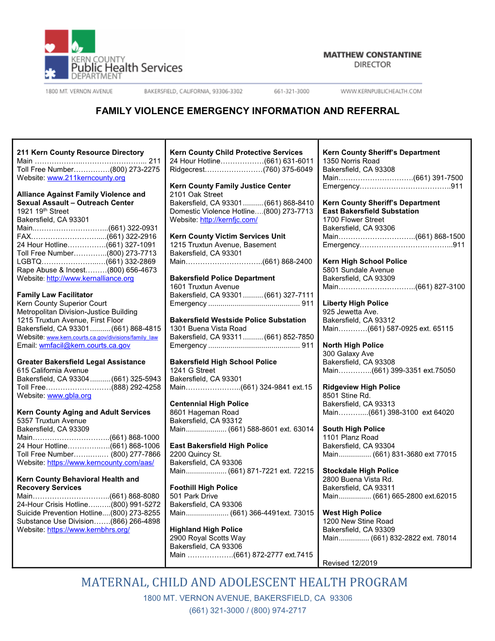 Family Violence Information and Referral