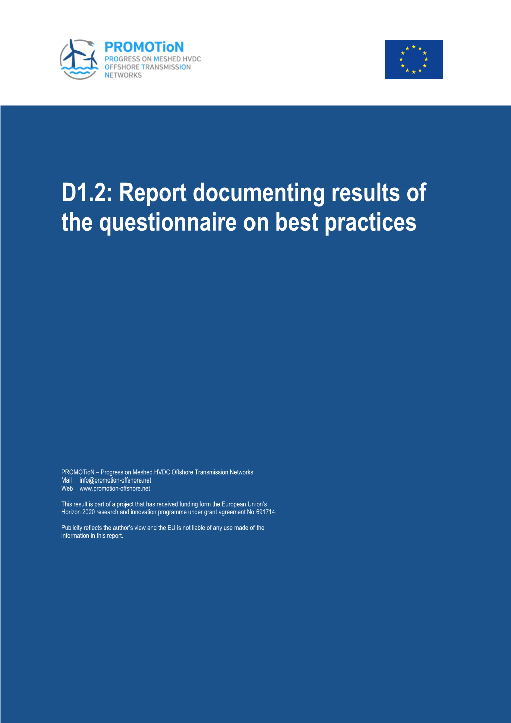 D1.2: Report Documenting Results of the Questionnaire on Best Practices