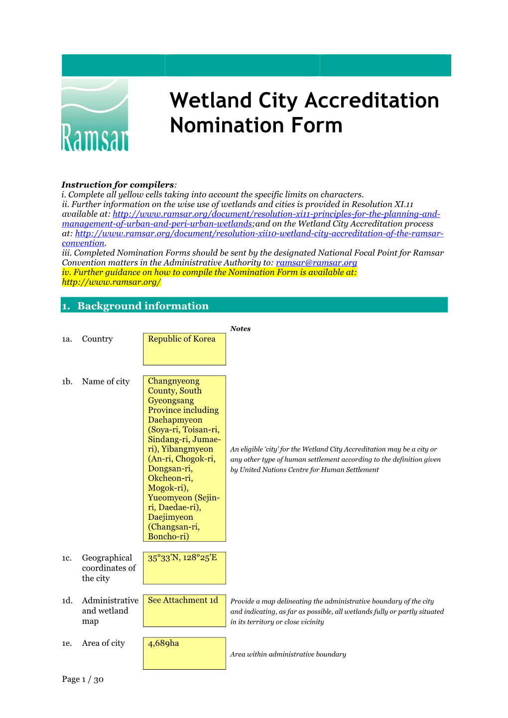 Wetland City Accreditation Nomination Form