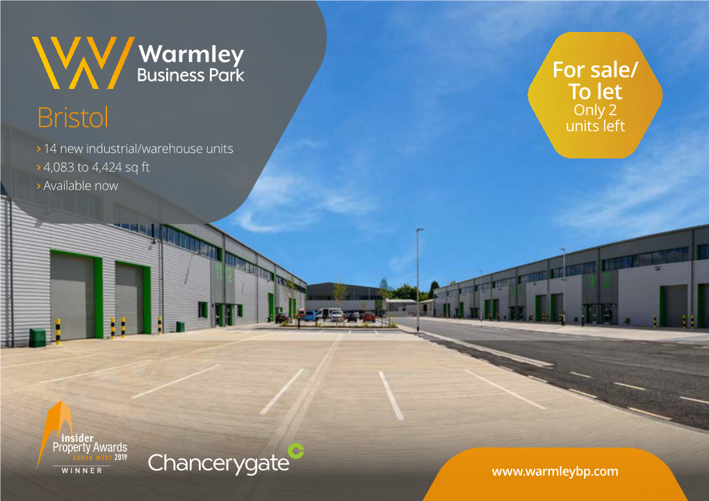 Bristol Units Left > 14 New Industrial/Warehouse Units > 4,083 to 4,424 Sq Ft > Available Now