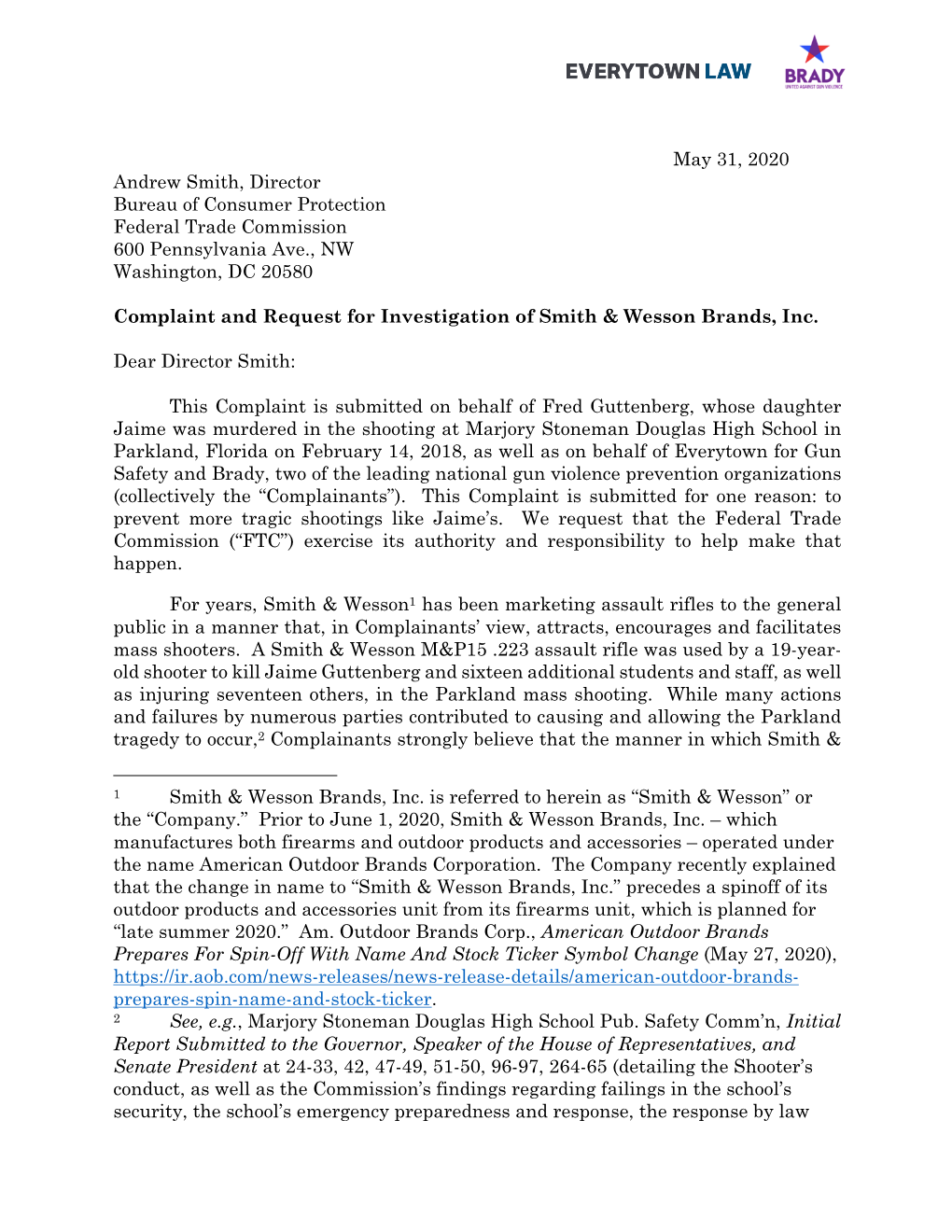 May 31, 2020 Andrew Smith, Director Bureau of Consumer Protection Federal Trade Commission 600 Pennsylvania Ave., NW Washington, DC 20580