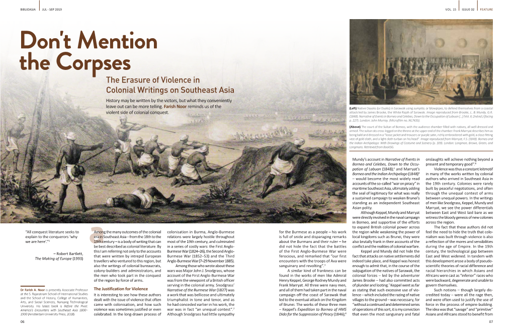 Don't Mention the Corpses the Erasure of Violence in Colonial Writings on Southeast Asia History May Be Written by the Victors, but What They Conveniently