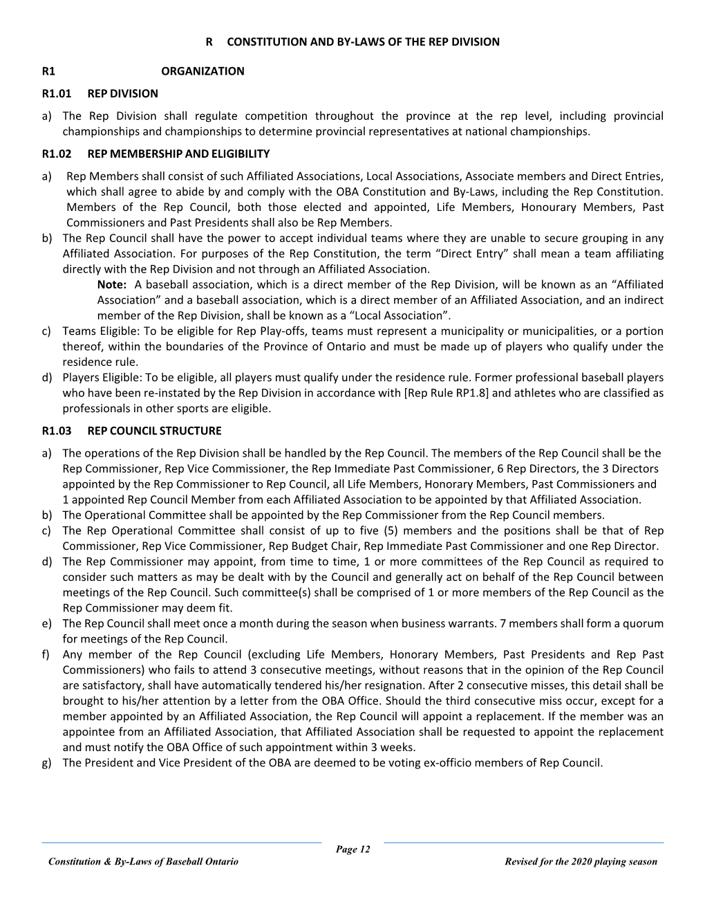 R Constitution and By‐Laws of the Rep Division