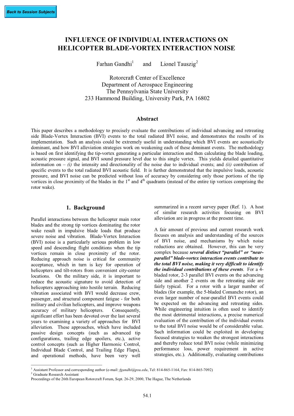 Influence of Individual Interactions on Helicopter Blade-Vortex Interaction Noise