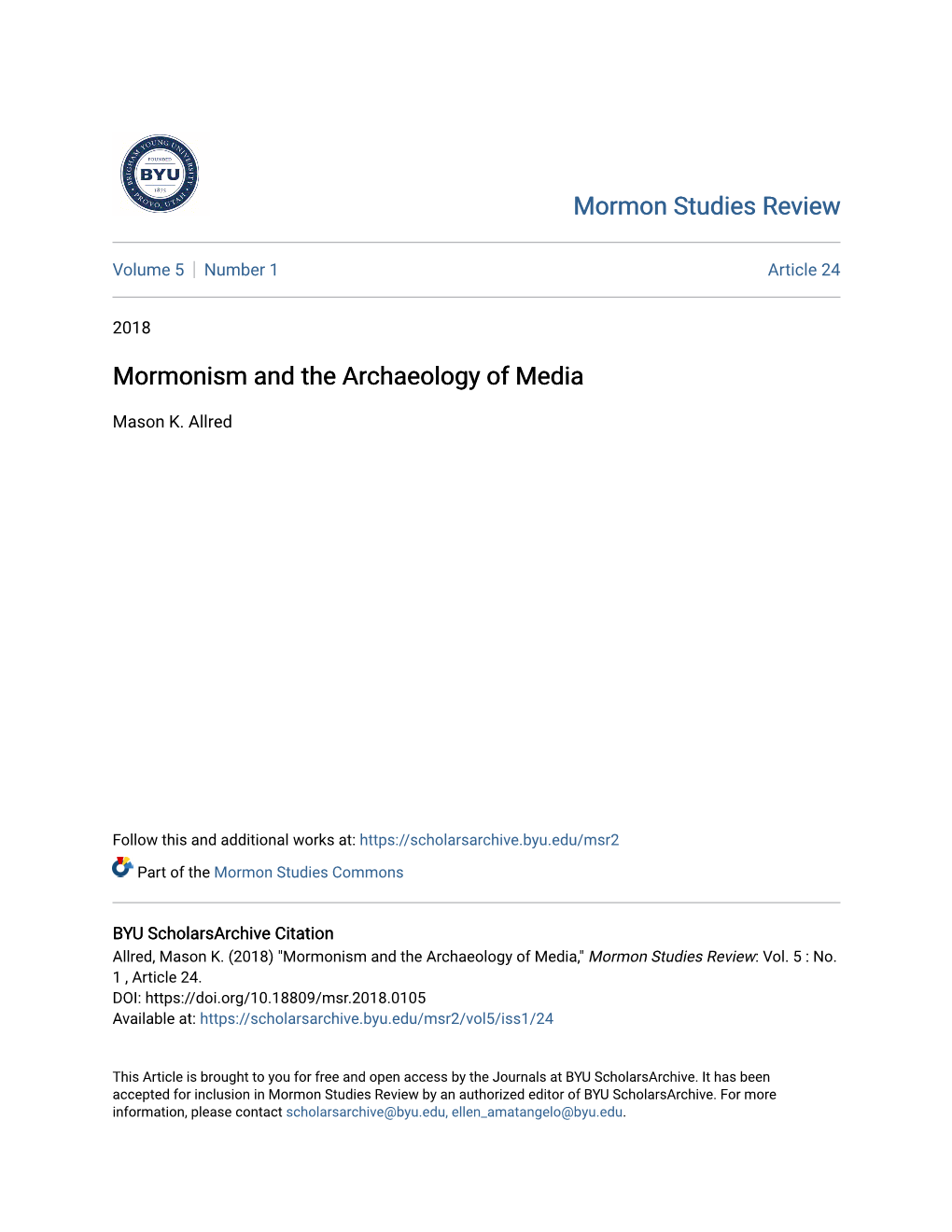 Mormonism and the Archaeology of Media