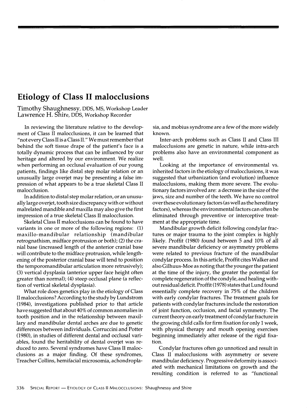 Etiology of Class II Malocclusions